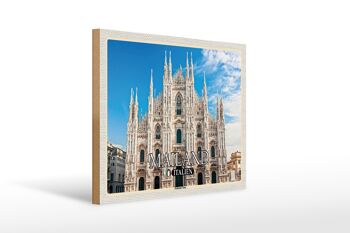 Panneau en bois voyage Italie Milan Cathédrale de Milan 40x30cm 1
