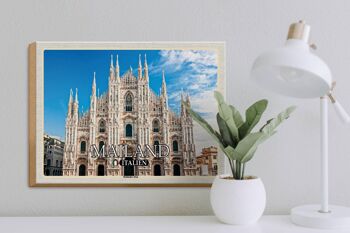 Panneau en bois voyage Italie Milan Cathédrale de Milan 40x30cm 3