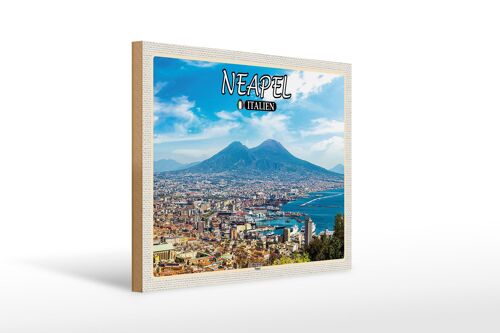 Holzschild Reise Neapel Italien Vesuv 40x30cm Geschenk