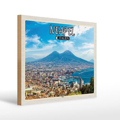 Cartello in legno viaggio Napoli Italia Vesuvio 40x30 cm regalo