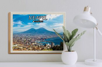 Panneau en bois voyage Naples Italie Vésuve 40x30cm cadeau 3