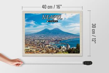 Panneau en bois voyage Naples Italie Vésuve 40x30cm cadeau 4