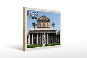 Panneau en bois voyage Rome Italie Basilique Saint Paul 40x30cm 1