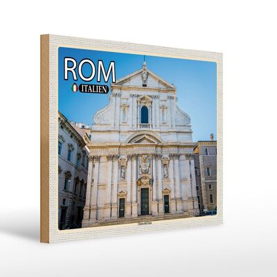 Holzschild Reise Rom Italien Chiesa del Gesu 40x30cm