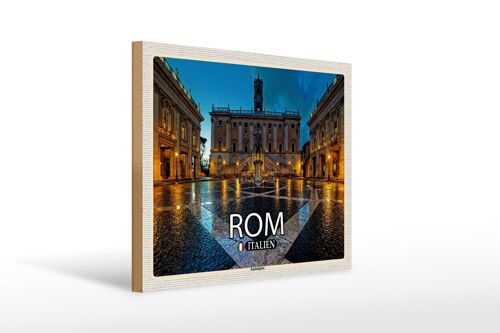 Holzschild Reise Rom Italien Kapitolsplatz Architektur 40x30cm