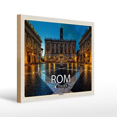 Holzschild Reise Rom Italien Kapitolsplatz Architektur 40x30cm