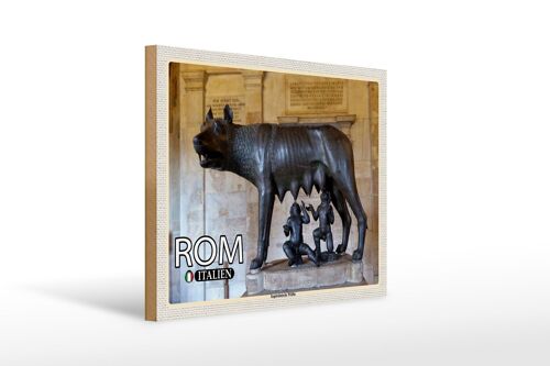Holzschild Reise Rom Italien Kapitolinische Wölfin 40x30cm