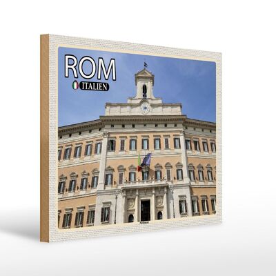 Cartel de madera viaje Roma Italia Parlamento arquitectura 40x30cm