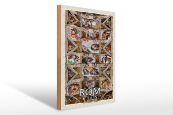 Panneau en bois voyage Rome Chapelle Sixtine peinture plafond 30x40cm 1