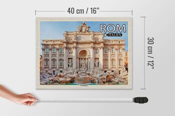 Panneau en bois voyage Rome Italie Fontaine de Trevi sculpture 40x30cm 4