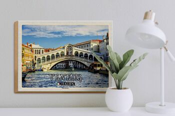 Panneau en bois voyage Venise Italie Pont du Rialto 40x30cm 3