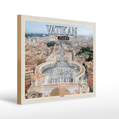 Wooden sign travel Vatican Italy St. Peter's Square architecture 40x30cm