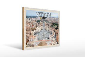 Panneau en bois voyage Vatican Italie Place Saint-Pierre architecture 40x30cm 1