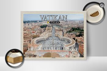 Panneau en bois voyage Vatican Italie Place Saint-Pierre architecture 40x30cm 2