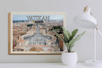 Panneau en bois voyage Vatican Italie Place Saint-Pierre architecture 40x30cm 3