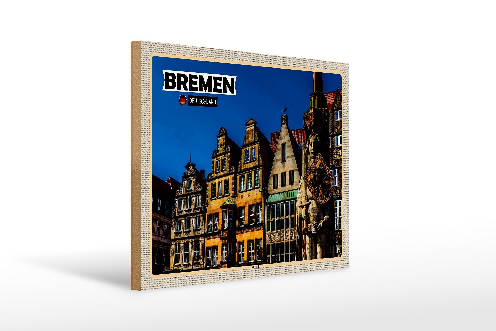 Wooden sign cities Bremen Germany old town 40x30cm