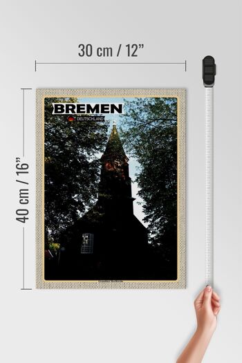 Panneau en bois villes de Brême église du village Grambiker 30x40cm 4