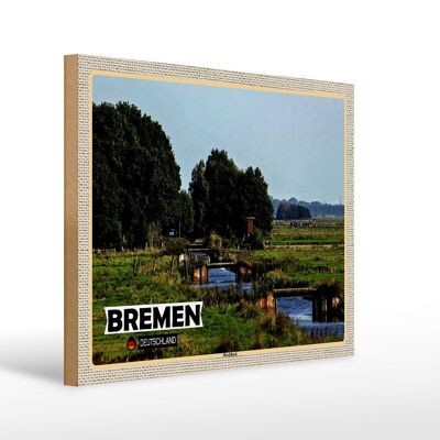 Cartel de madera ciudades Bremen Alemania Blockland 40x30cm