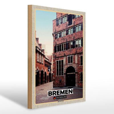 Cartel de madera ciudades Bremen Alemania Bremerhaven 30x40cm