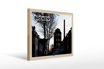 Panneau en bois villes Brême Allemagne Usine Findorff 40x30cm 1