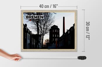 Panneau en bois villes Brême Allemagne Usine Findorff 40x30cm 4