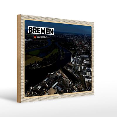 Cartel de madera ciudades Bremen Alemania Hemelingen 40x30cm