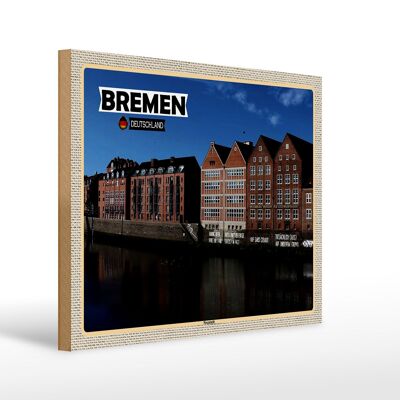 Cartel de madera ciudades Bremen Alemania Neustadt 40x30cm