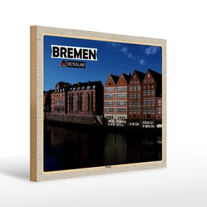 Panneau en bois villes Brême Allemagne Neustadt 40x30cm