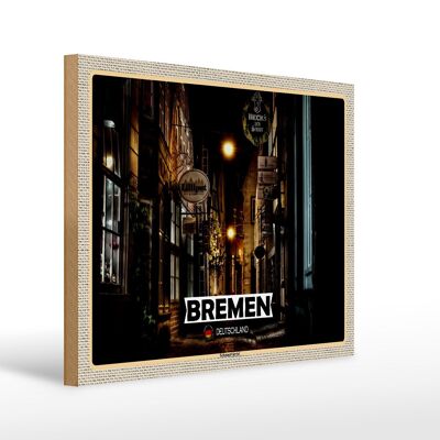 Holzschild Städte Bremen Deutschland Schnoorviertel 40x30cm