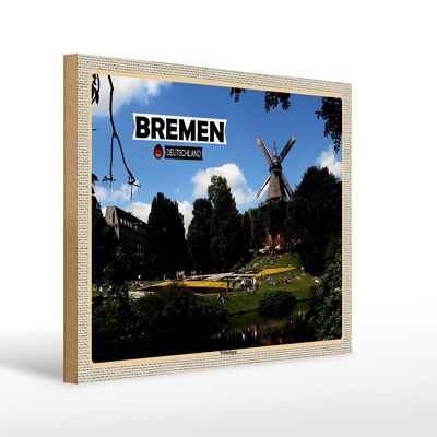 Cartel de madera ciudades Bremen Alemania Überseestadt 40x30cm