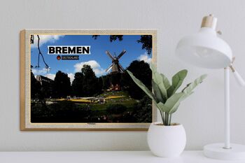 Panneau en bois villes Brême Allemagne Überseestadt 40x30cm 3