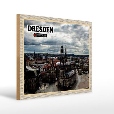 Cartello in legno città Dresda Germania centro storico 40x30 cm