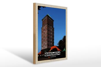 Panneau en bois villes Brême Allemagne Walle ville 40x30cm 1