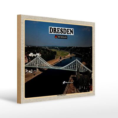 Cartel de madera ciudades Dresden Bridge Blue Wonder 40x30cm