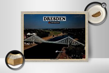 Panneau en bois villes Pont de Dresde Blue Wonder 40x30cm 2