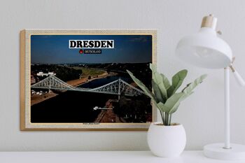 Panneau en bois villes Pont de Dresde Blue Wonder 40x30cm 3