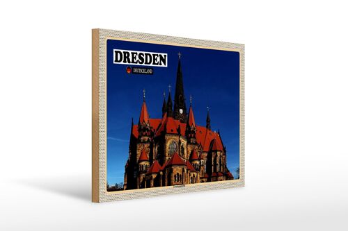 Holzschild Städte Dresden Deutschland Ganisonskirche 40x30cm
