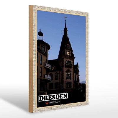 Cartello in legno città Dresda Germania municipio Plauen 30x40cm