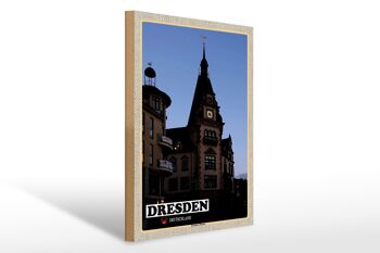 Panneau en bois villes Dresde Allemagne mairie Plauen 30x40cm 1