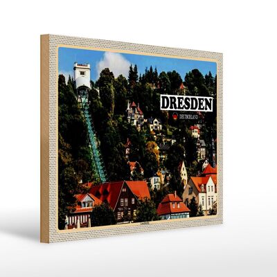 Cartello in legno città Dresda Germania Loschwitz 40x30cm