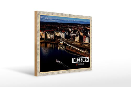 Holzschild Städte Dresden Deutschland Pieschen 40x30cm