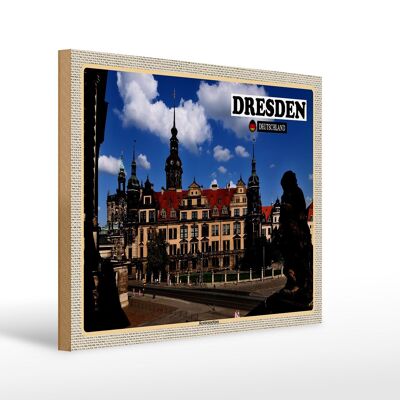 Holzschild Städte Dresden Residenzhaus Skulptur 40x30cm