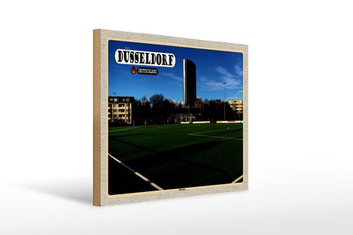 Holzschild Städte Düsseldorf Düsseltal Fußballplatz 40x30cm