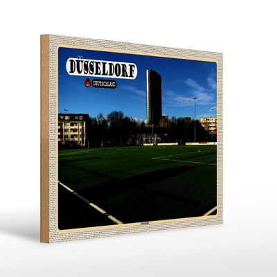 Cartel de madera ciudades Düsseldorf campo de fútbol Düsseltal 40x30cm