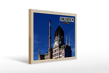 Panneau en bois villes Dresde Allemagne Yenizde 40x30cm 1