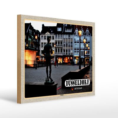 Cartel de madera ciudades Düsseldorf Carlstadt escultura 40x30cm