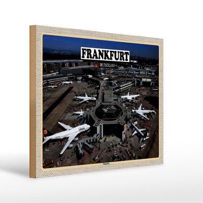 Cartel de madera ciudades Aeropuerto de Frankfurt 40x30cm