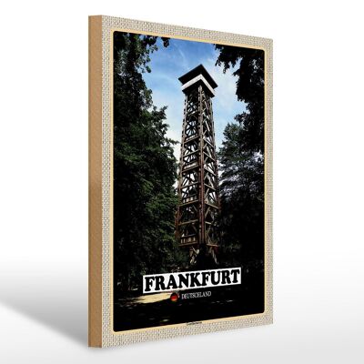 Cartello in legno città Francoforte Germania Torre di Goethe 30x40cm