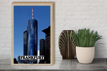Panneau en bois villes Francfort Main Tower vue 30x40cm 3