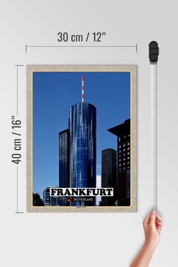 Panneau en bois villes Francfort Main Tower vue 30x40cm 4
